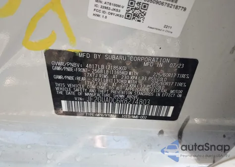 2024 Subaru Crosstrek Premium z USA, uszkodzony, nr VIN JF2GUADC6R8274803